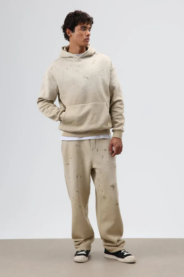 Washed Oversize Tracksuit Set Beige