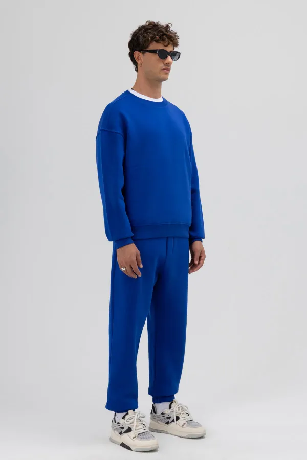 Basic Crew Neck Oversize Sweatshirt Navy Blue