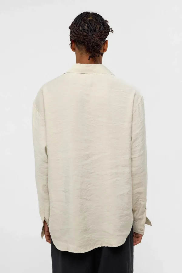 Basic Oversize Long-Sleeve Modal Blend Shirt, Beige