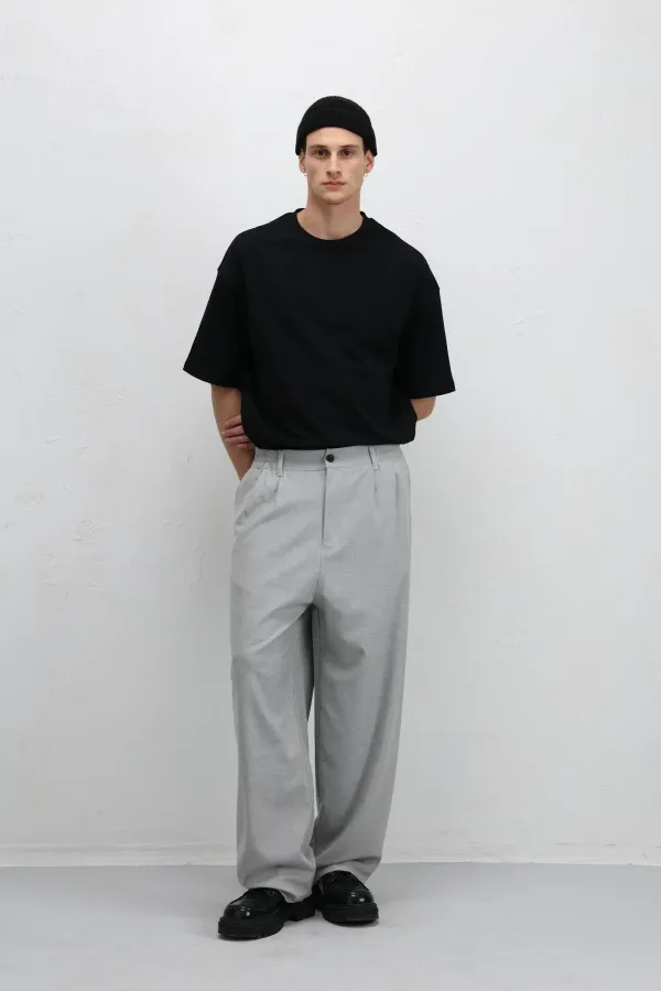 Baggy Fit Kumaş Pantolon Gri