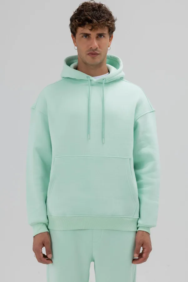 Sweat à capuche basique oversize menthe