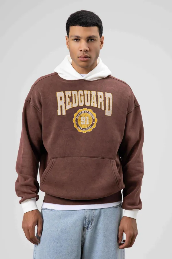 Sweat à capuche imprimé oversize, couleur café