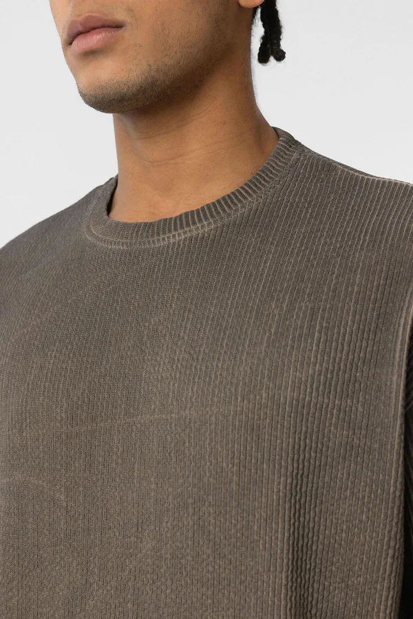 Yıkamalı Ottoman Basic Oversize Tişört Açık Kahve