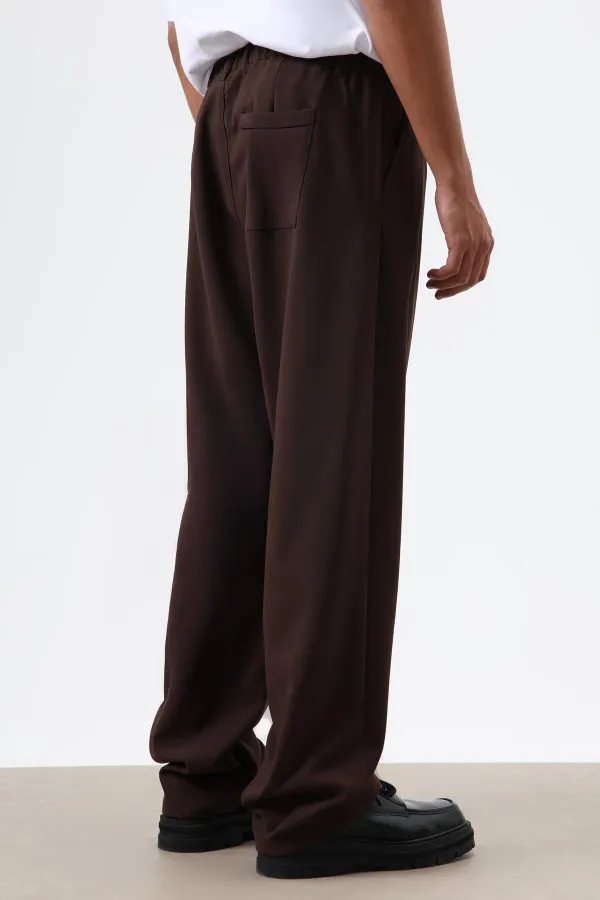 Baggy Fit Kumaş Pantolon Kahve