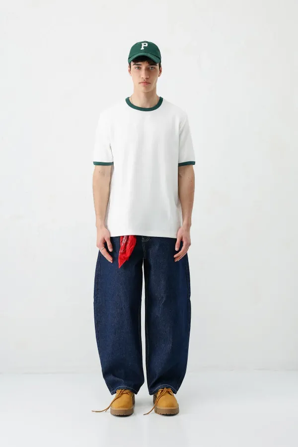 Kısa Kollu Regular Fit Tişört Ekru