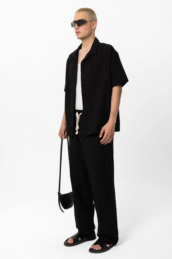 Basic Alt Üst Gömlek Takım Siyah