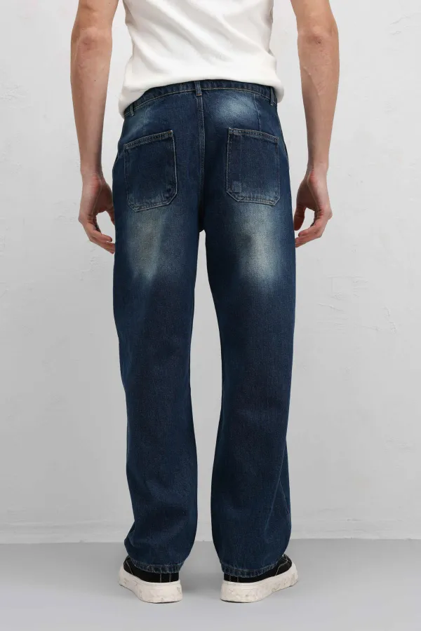 Pocket Detail Baggy Fit Jeans Light Blue