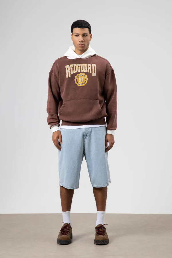 Sweat à capuche imprimé oversize, couleur café