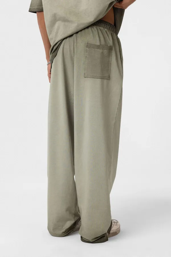 Yıkamalı Oversize Eşofman Takım Açık Haki