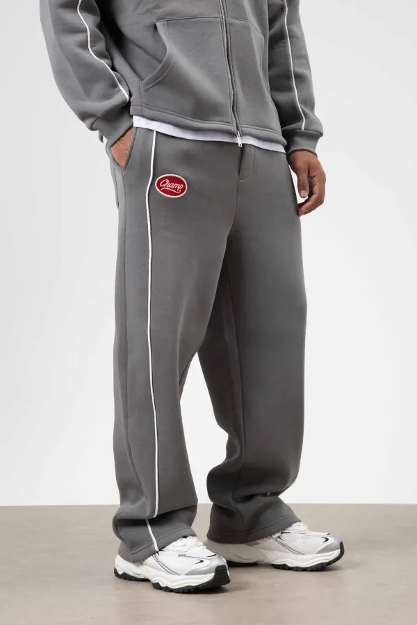 Çizgi Detaylı Oversize Eşofman Takım Füme