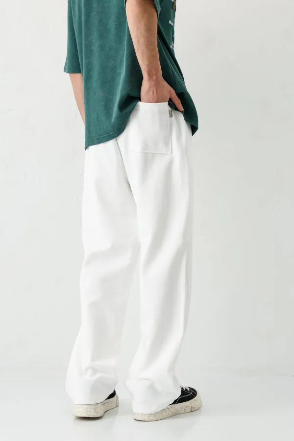 Baggy Fit Yıkamalı Eşofman Alt Ekru