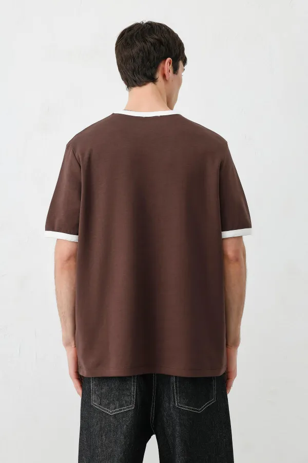 Kısa Kollu Regular Fit Tişört Kahve