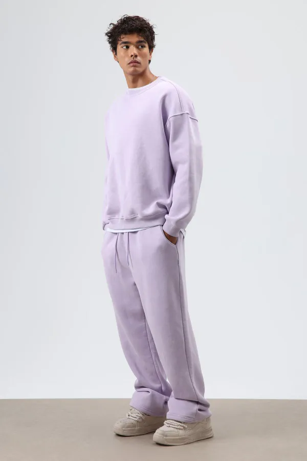 Sweat-shirt basique oversize délavé lilas