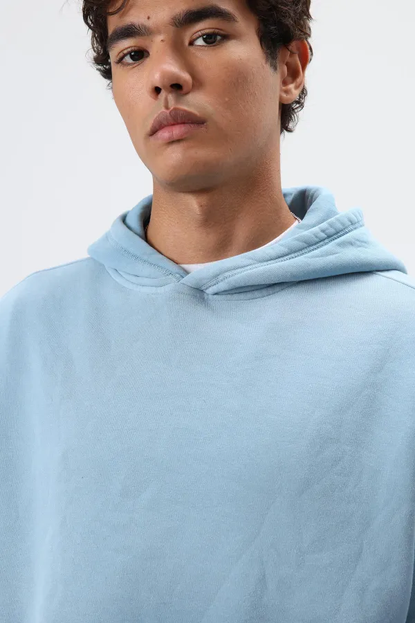 Sweat à capuche oversize brodé, bleu ciel