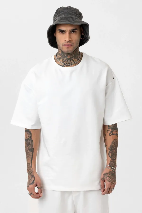 Paça Lastikli Basic Oversize Eşofman Takımı Ekru