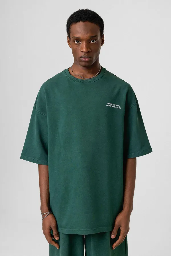 Yıkamalı Arka Baskılı Oversize Eşofman Takım Nefti