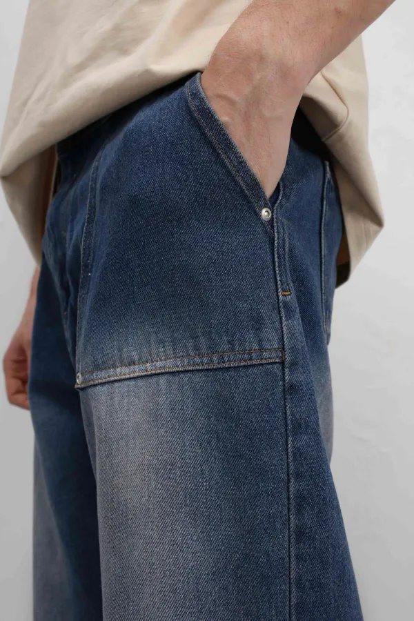 Jean ample à poches, teinte verte