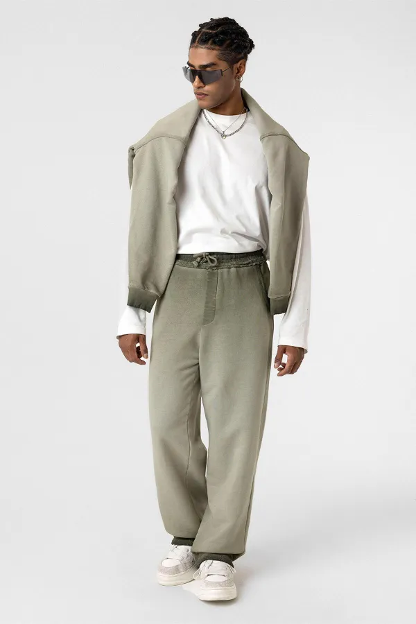 Washed Gradient Oversize Sweatpants Khaki