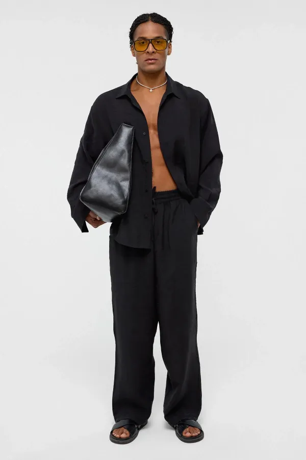 Baggy Fit Modal Kumaş Pantolon Siyah