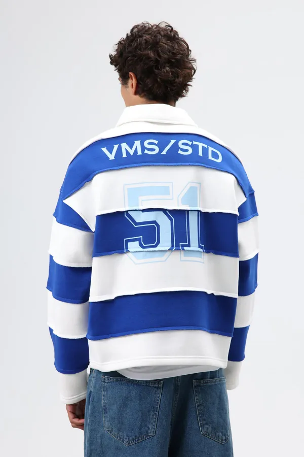 Sweat-shirt oversize à rayures imprimées, écru