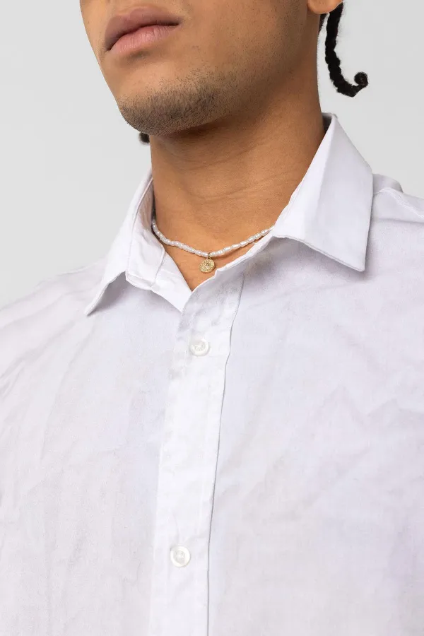 Oversize Washed Poplin Shirt, Ecru