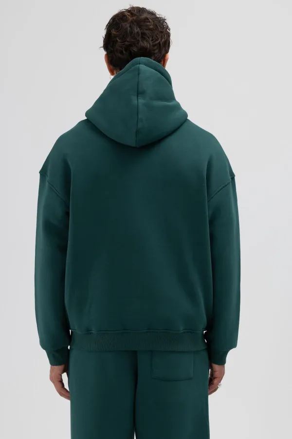 Sweat à capuche oversize basique zippé, bleu marine