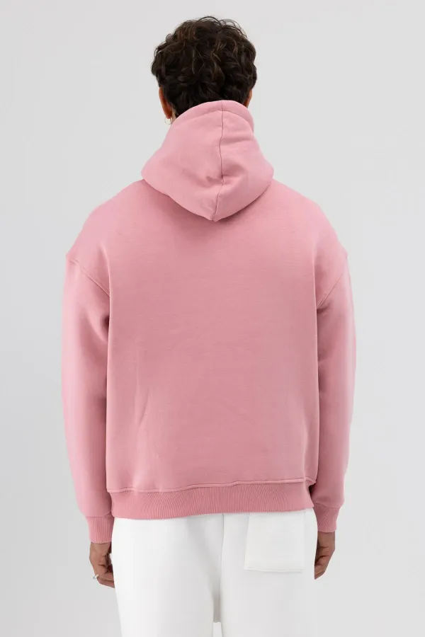 Sweat à capuche oversize basique saumon