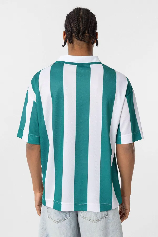 Oversize Polo Yaka Forma Tişört Yeşil