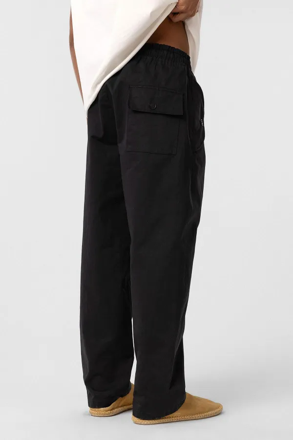 Bağcıklı Baggy Gabardin Pantolon Siyah