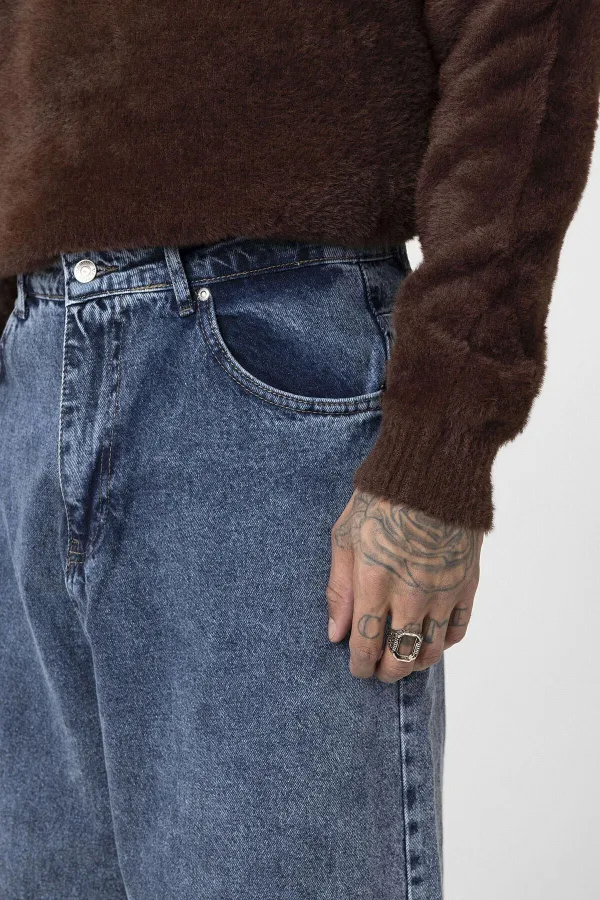 Super Baggy Fıt Jean Mavi Melanj