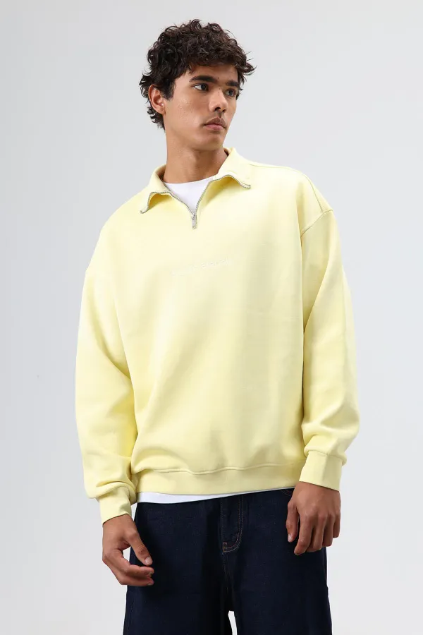Sweat-shirt jaune oversize à fermeture éclair au col