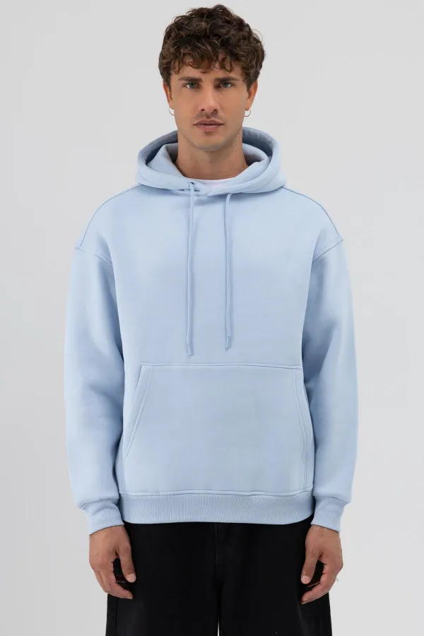 Sweat à capuche basique oversize bleu ciel