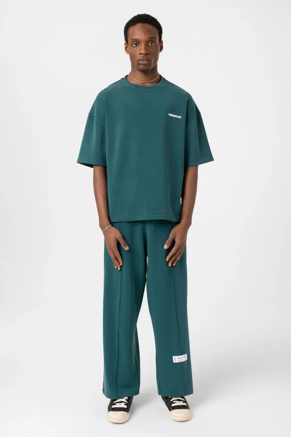 Etiket Detaylı Oversize Modal Kumaş Eşofman Takım Nefti