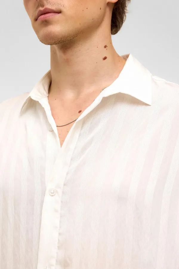 Oversize Long-Sleeve Modal Fabric Shirt White