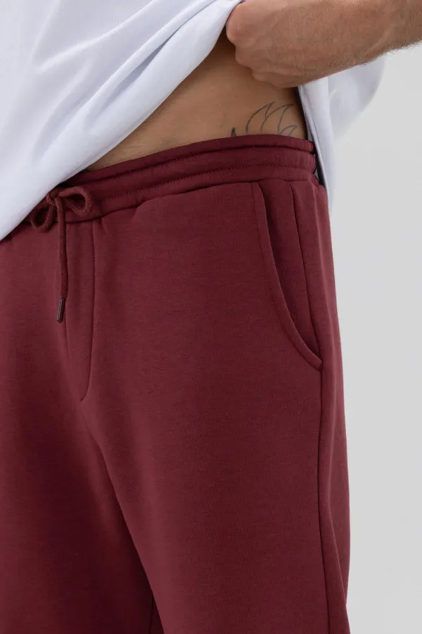 Basic Paça Lastikli Eşofman Alt Bordo