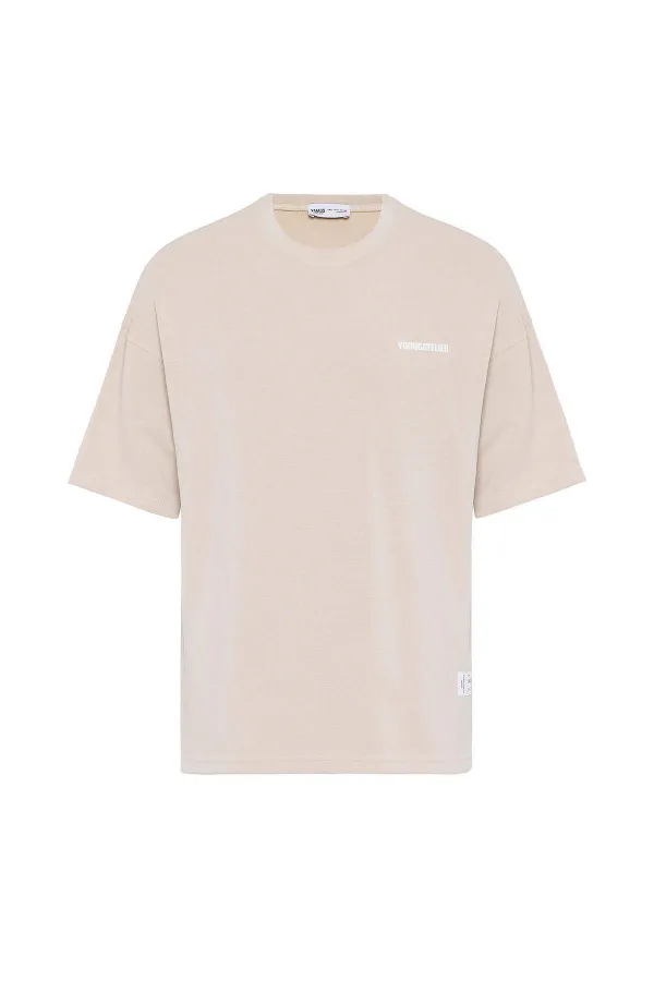 Label Detailed Oversize Modal Fabric Tracksuit Set Stone