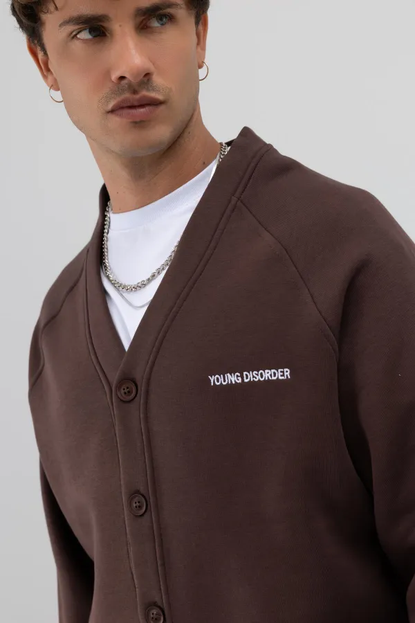 Sweat-shirt oversize à boutons, marron