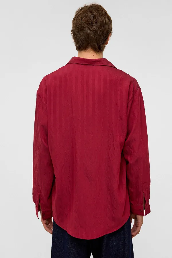 Oversize Long-Sleeve Modal Fabric Shirt, Burgundy