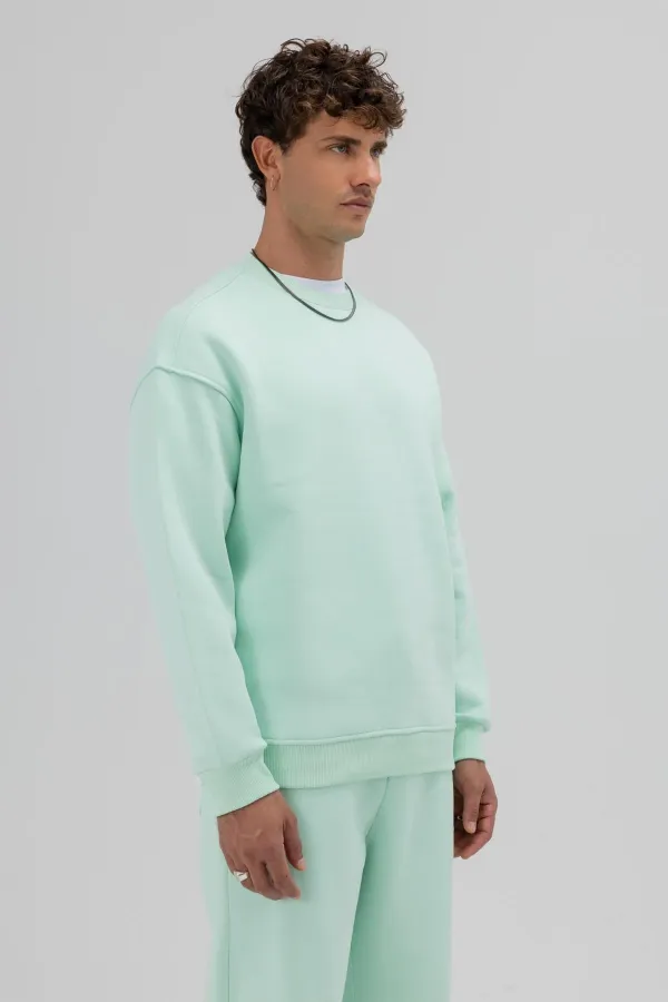 Sweat-shirt basique à col rond oversize menthe
