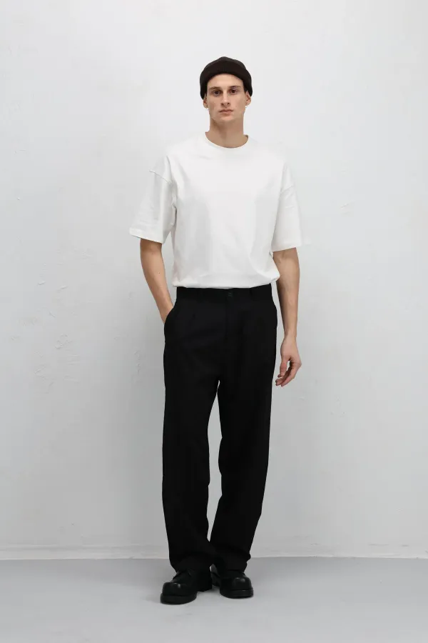 Baggy Fit Kumaş Pantolon Siyah