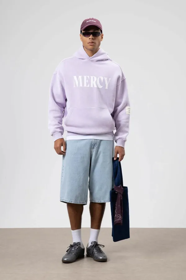 Card Detail Washed Oversize Sweatshirt Lilac