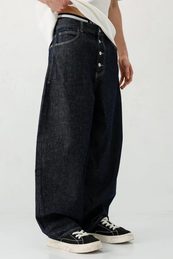 Barrel Fit Jeans Lacivert