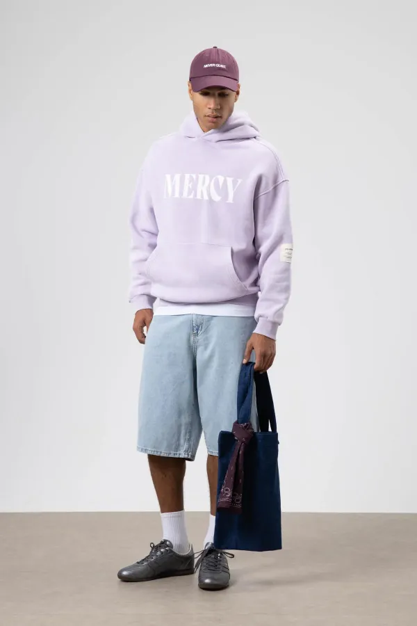 Card Detail Washed Oversize Sweatshirt Lilac