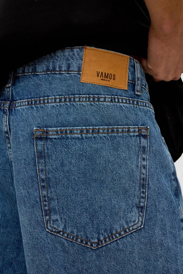 Oversize Bermuda Denim Şort Mavı Renk-2