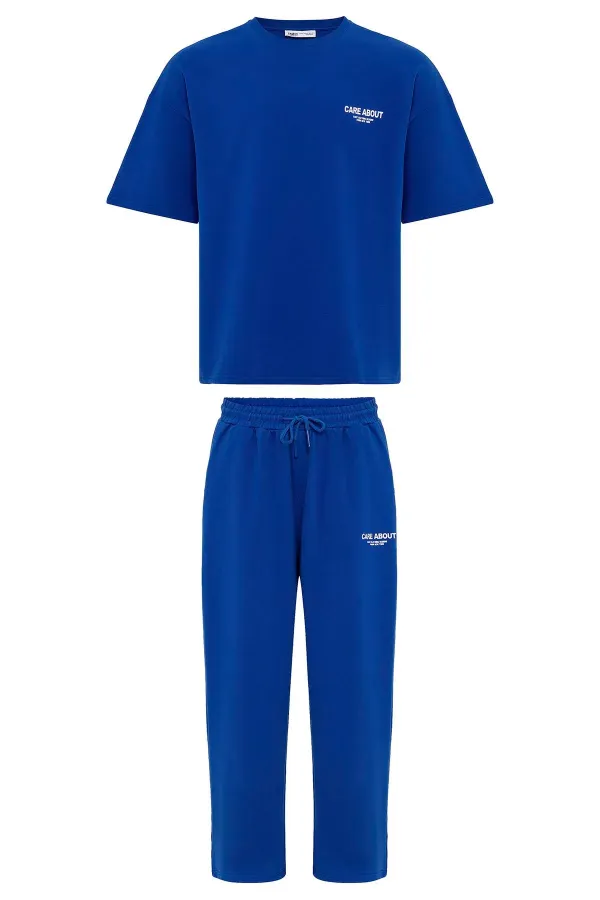 Care About Printed Oversize Tracksuit Set - Black