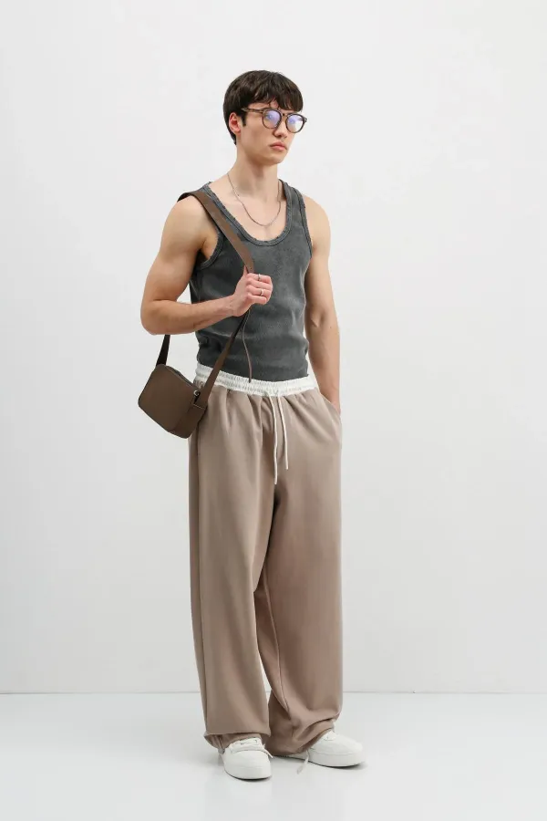 Baggy Fit Eşofman Alt Vizon