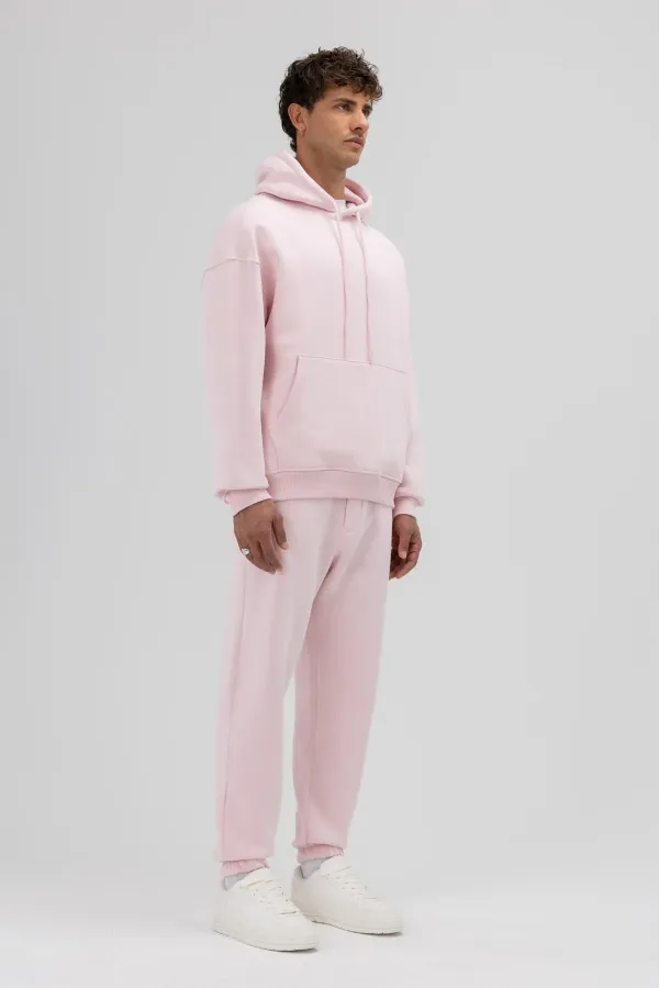 Sweat à capuche oversize basique rose
