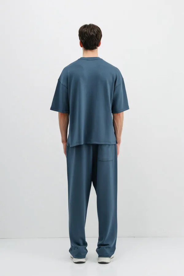 Modal Karışımlı Oversize Tişört İndigo