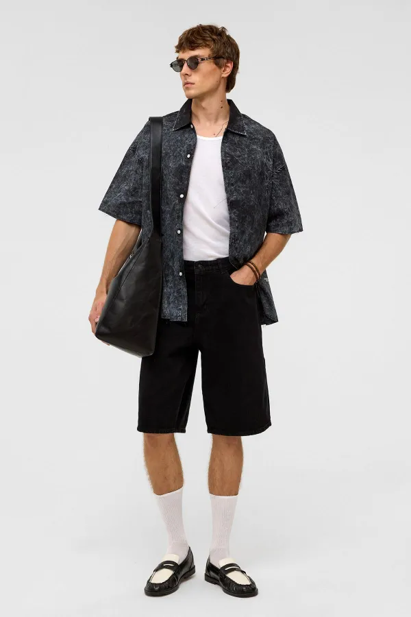Oversize Bermuda Denim Shorts Black