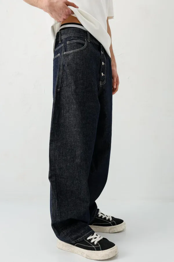 Barrel Fit Jeans Lacivert